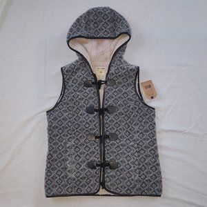 Ruff Hewn Grey Print Zip Up Hooded Vest S